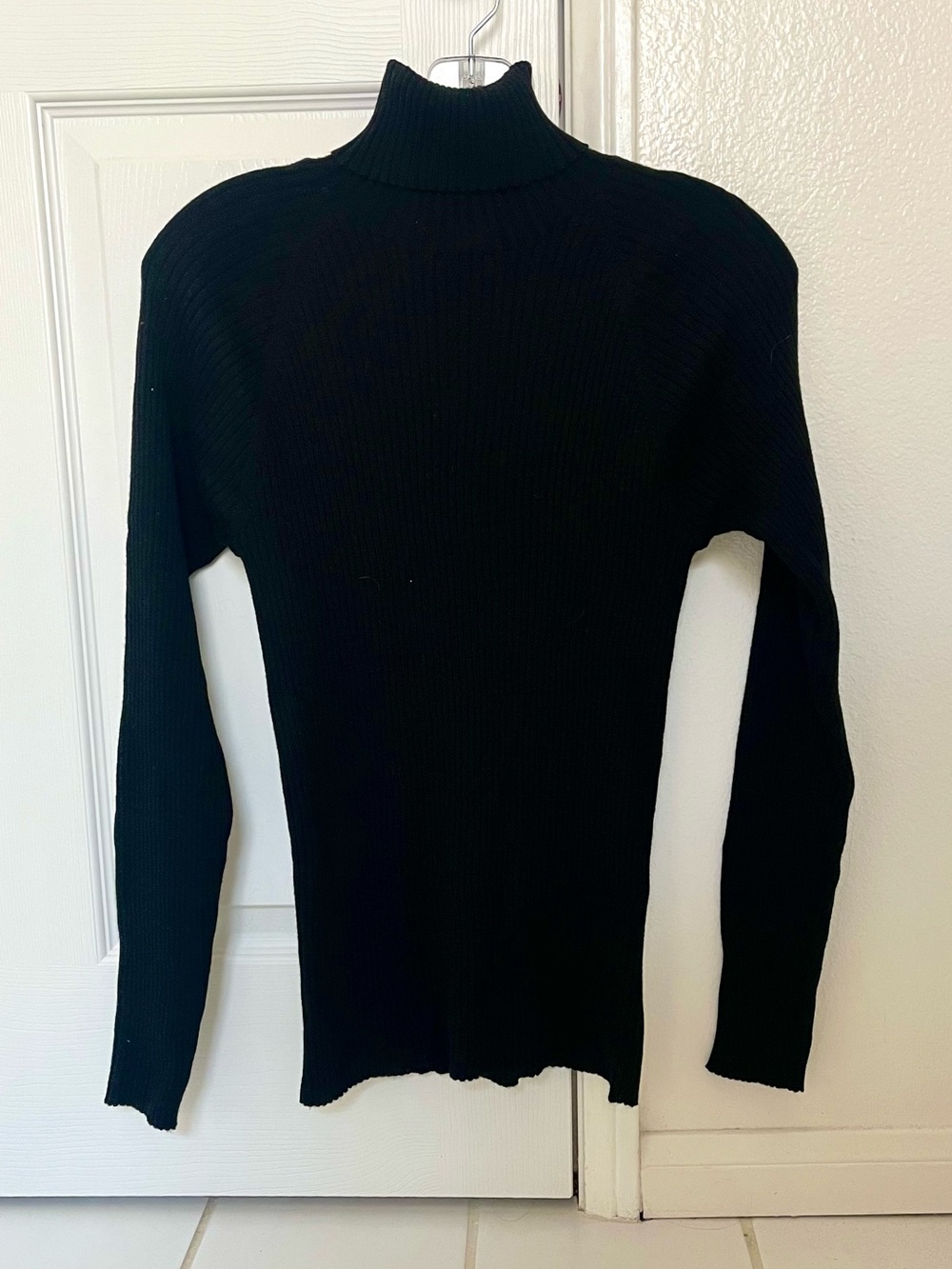 DKNY Black Ribbed Wool Turtleneck